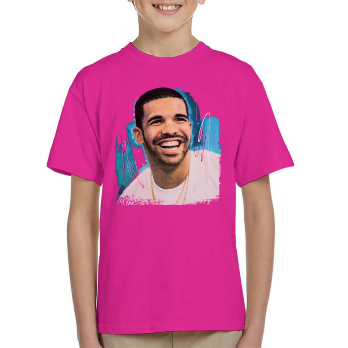 Sidney Maurer Original Portrait Of Drake Smiling Kids T-Shirt - Kids Boys T-Shirt