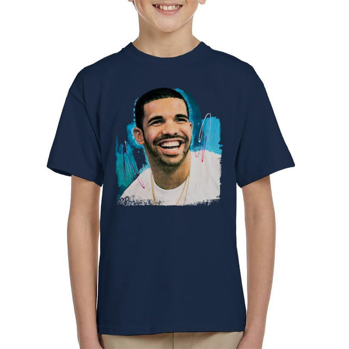 Sidney Maurer Original Portrait Of Drake Smiling Kids T-Shirt - Kids Boys T-Shirt