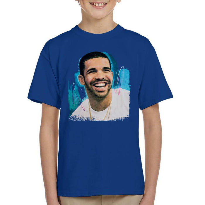 Sidney Maurer Original Portrait Of Drake Smiling Kids T-Shirt - Kids Boys T-Shirt