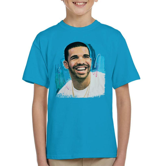 Sidney Maurer Original Portrait Of Drake Smiling Kids T-Shirt - Kids Boys T-Shirt
