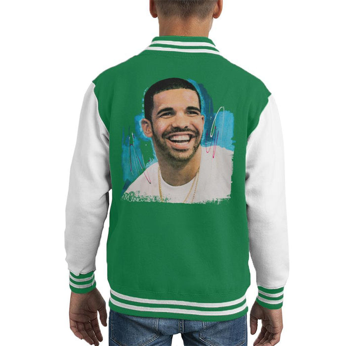 Sidney Maurer Original Portrait Of Drake Smiling Kids Varsity Jacket - Kids Boys Varsity Jacket