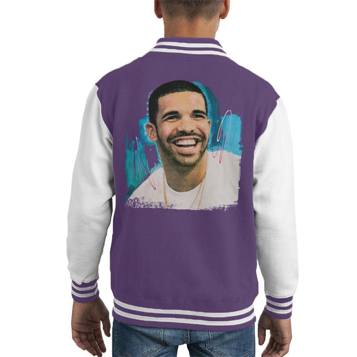 Sidney Maurer Original Portrait Of Drake Smiling Kids Varsity Jacket - Kids Boys Varsity Jacket