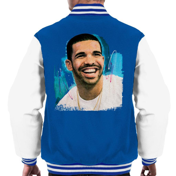 Sidney Maurer Original Portrait Of Drake Smiling Mens Varsity Jacket - Small / Royal/White - Mens Varsity Jacket