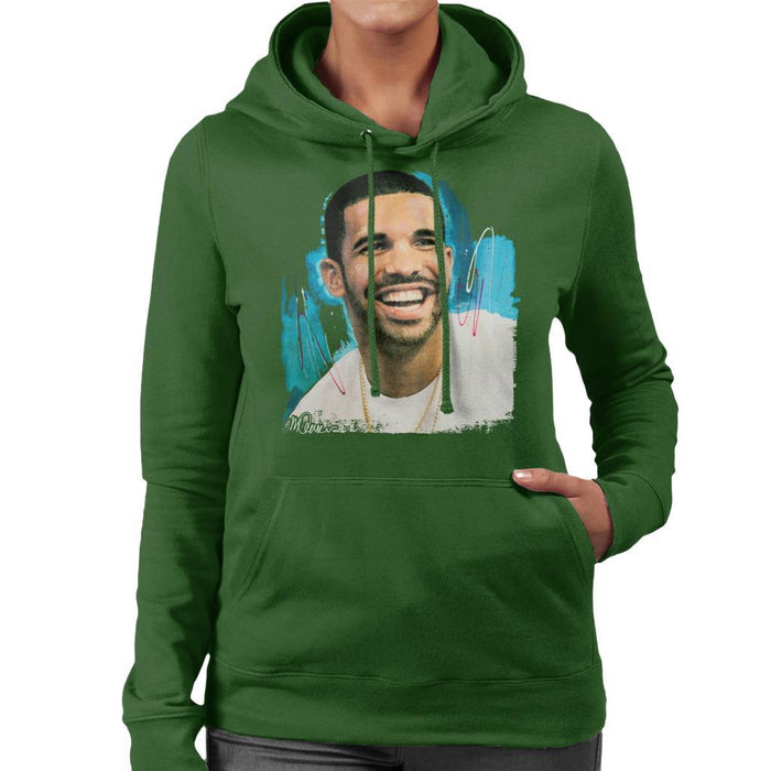 Sidney Maurer Original Portrait Of Drake Smiling Womens Hooded Sweatshirt - Womens Hooded Sweatshirt