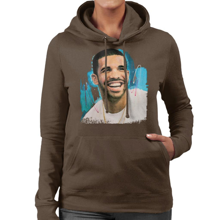 Sidney Maurer Original Portrait Of Drake Smiling Womens Hooded Sweatshirt - Womens Hooded Sweatshirt