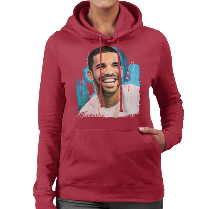Sidney Maurer Original Portrait Of Drake Smiling Womens Hooded Sweatshirt - Womens Hooded Sweatshirt
