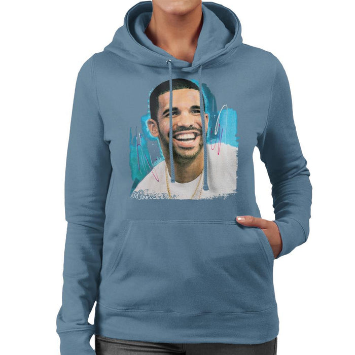 Sidney Maurer Original Portrait Of Drake Smiling Womens Hooded Sweatshirt - Womens Hooded Sweatshirt