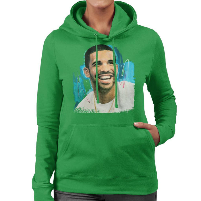 Sidney Maurer Original Portrait Of Drake Smiling Womens Hooded Sweatshirt - Womens Hooded Sweatshirt