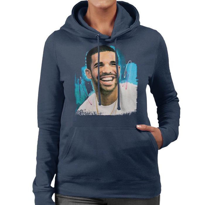 Sidney Maurer Original Portrait Of Drake Smiling Womens Hooded Sweatshirt - Womens Hooded Sweatshirt