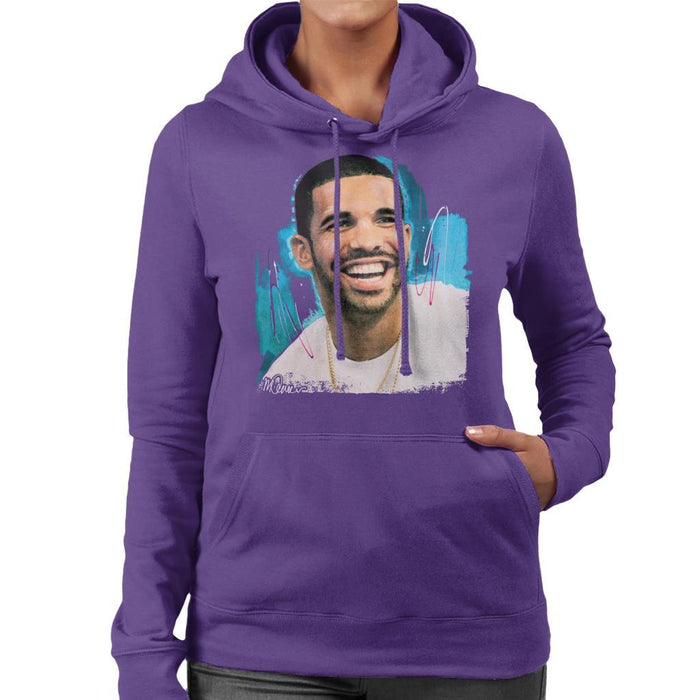 Sidney Maurer Original Portrait Of Drake Smiling Womens Hooded Sweatshirt - Womens Hooded Sweatshirt