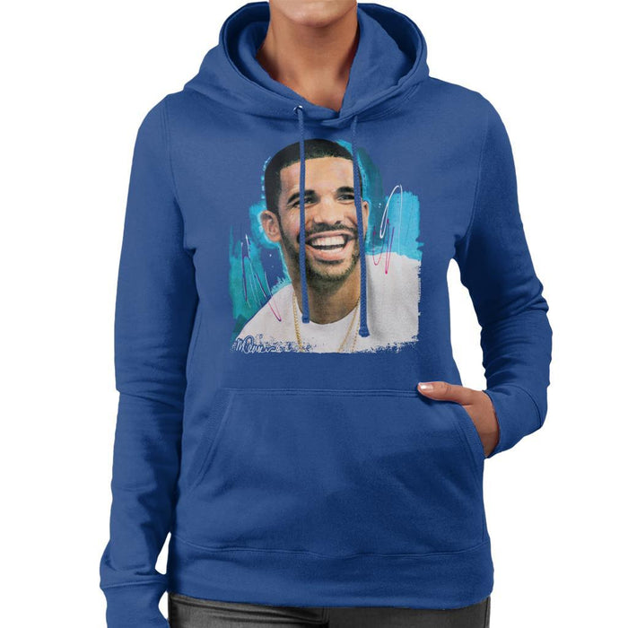 Sidney Maurer Original Portrait Of Drake Smiling Womens Hooded Sweatshirt - Womens Hooded Sweatshirt