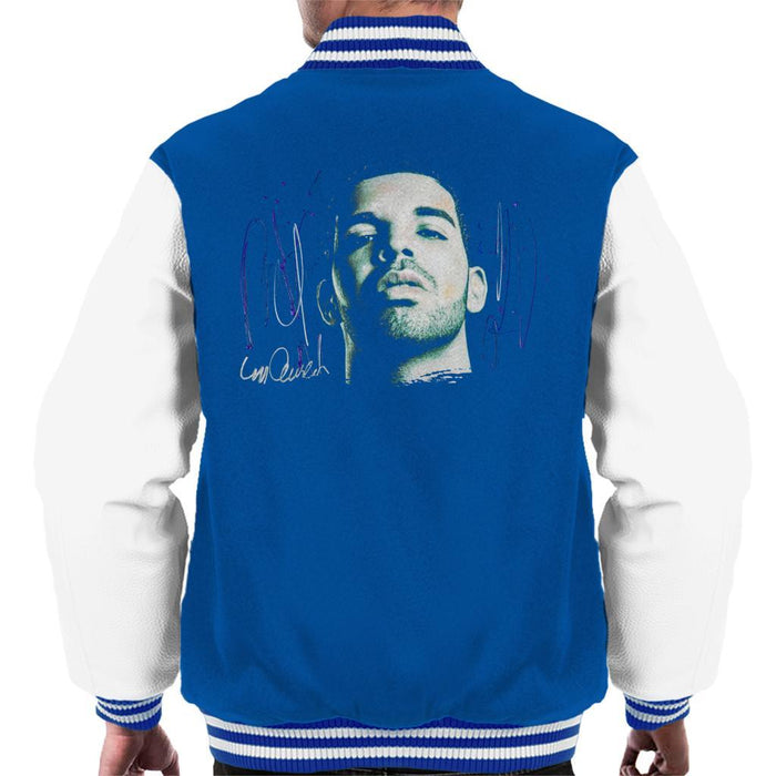Sidney Maurer Original Portrait Of Drake OVOXO Mens Varsity Jacket - Small / Royal/White - Mens Varsity Jacket