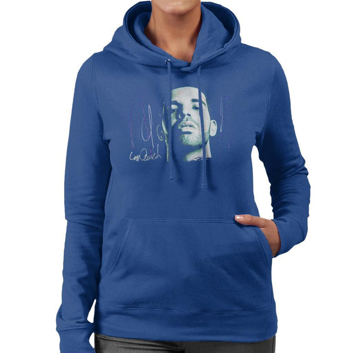 Sidney Maurer Original Portrait Of Drake OVOXO Womens Hooded Sweatshirt - Womens Hooded Sweatshirt
