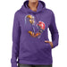 Sidney Maurer Original Portrait Of George Foreman Womens Hooded Sweatshirt - Small / Purple - Womens Hooded Sweatshirt