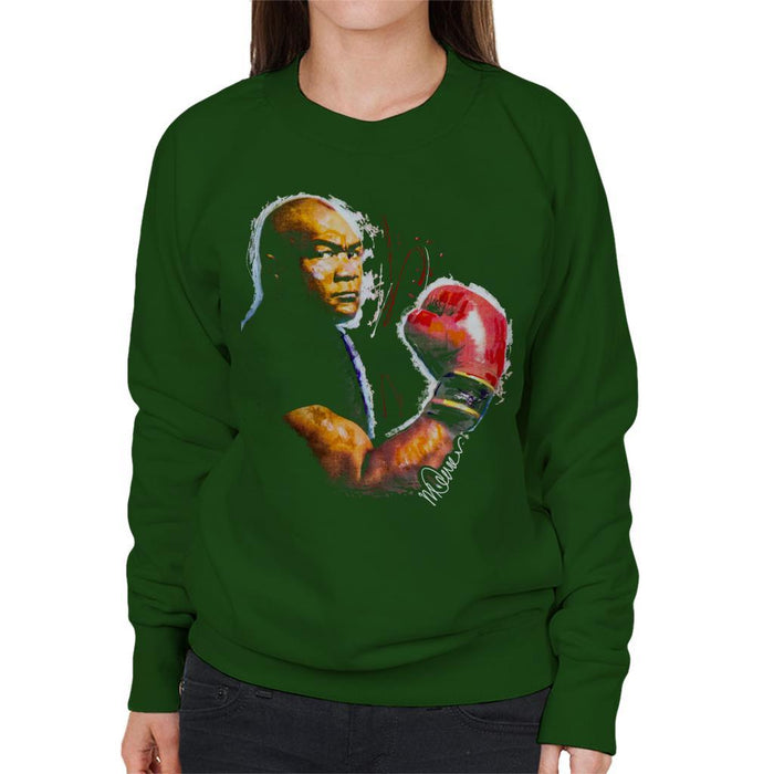 Sidney Maurer Original Portrait Of George Foreman Womens Sweatshirt - Womens Sweatshirt