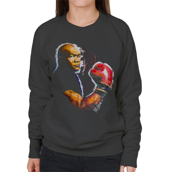 Sidney Maurer Original Portrait Of George Foreman Womens Sweatshirt - Womens Sweatshirt