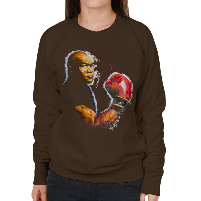 Sidney Maurer Original Portrait Of George Foreman Womens Sweatshirt - Womens Sweatshirt