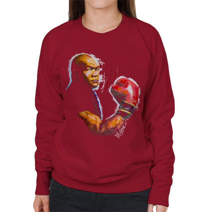 Sidney Maurer Original Portrait Of George Foreman Womens Sweatshirt - Womens Sweatshirt