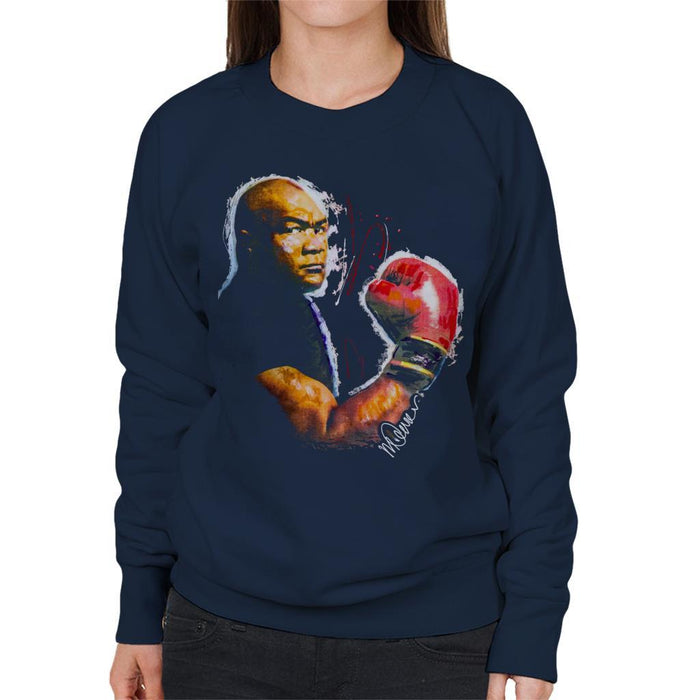 Sidney Maurer Original Portrait Of George Foreman Womens Sweatshirt - Womens Sweatshirt