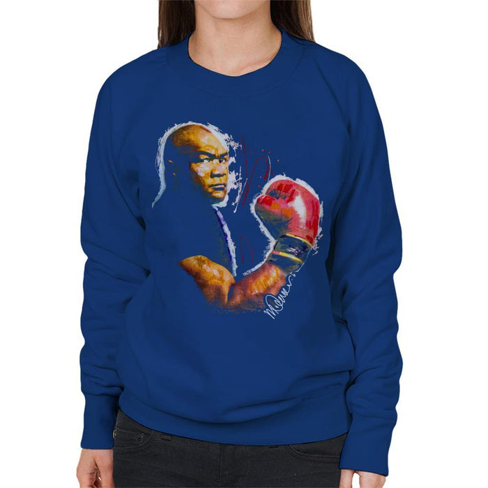 Sidney Maurer Original Portrait Of George Foreman Womens Sweatshirt - Womens Sweatshirt