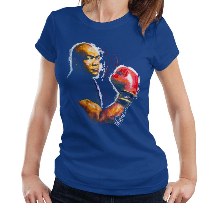 Sidney Maurer Original Portrait Of George Foreman Womens T-Shirt - Womens T-Shirt