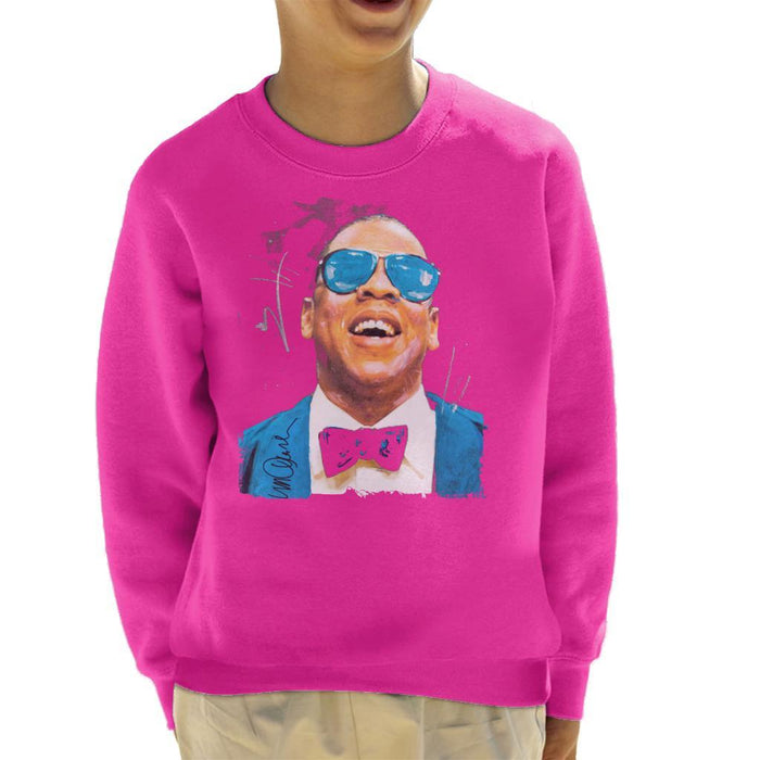Sidney Maurer Original Portrait Of Jay Z Blue Tux Kids Sweatshirt - X-Small (3-4 yrs) / Hot Pink - Kids Boys Sweatshirt