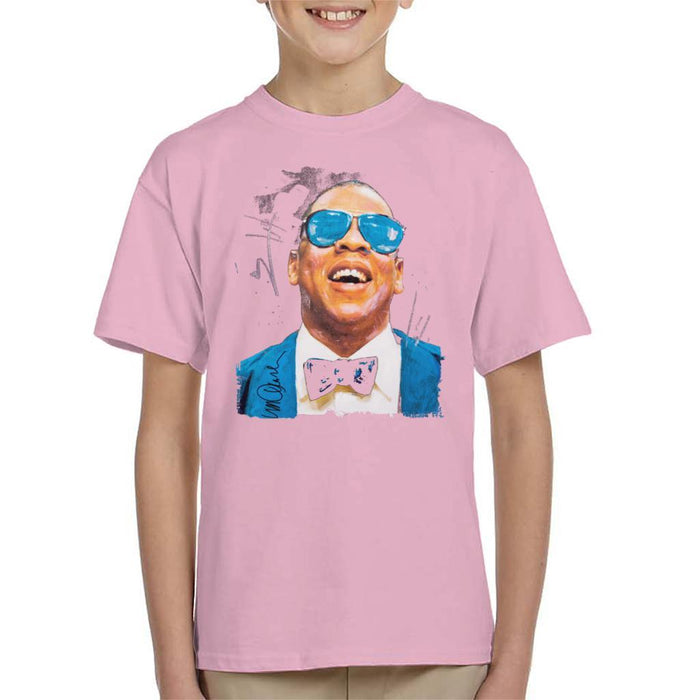 Sidney Maurer Original Portrait Of Jay Z Blue Tux Kids T-Shirt - X-Small (3-4 yrs) / Light Pink - Kids Boys T-Shirt