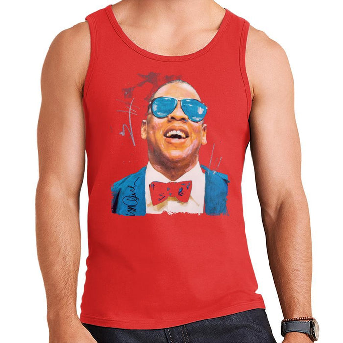 Sidney Maurer Original Portrait Of Jay Z Blue Tux Mens Vest - Small / Red - Mens Vest