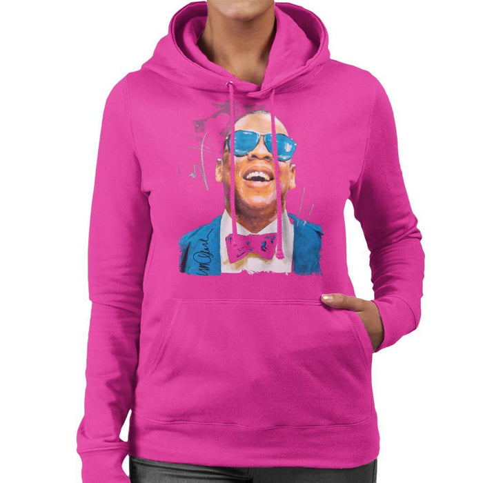 Sidney Maurer Original Portrait Of Jay Z Blue Tux Womens Hooded Sweatshirt - Womens Hooded Sweatshirt