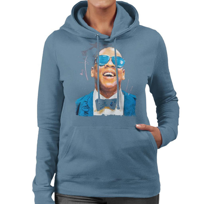 Sidney Maurer Original Portrait Of Jay Z Blue Tux Womens Hooded Sweatshirt - Womens Hooded Sweatshirt