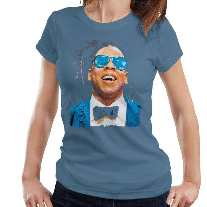 Sidney Maurer Original Portrait Of Jay Z Blue Tux Womens T-Shirt - Womens T-Shirt