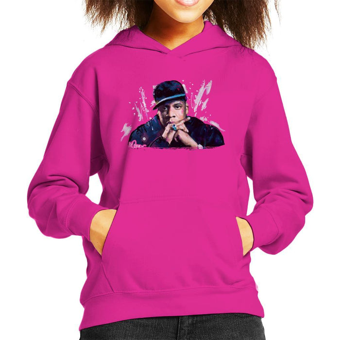 Sidney Maurer Original Portrait Of Jay Z The Black Album Kids Hooded Sweatshirt - Kids Boys Hooded Sweatshirt