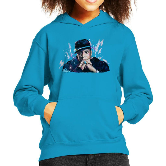 Sidney Maurer Original Portrait Of Jay Z The Black Album Kids Hooded Sweatshirt - Kids Boys Hooded Sweatshirt