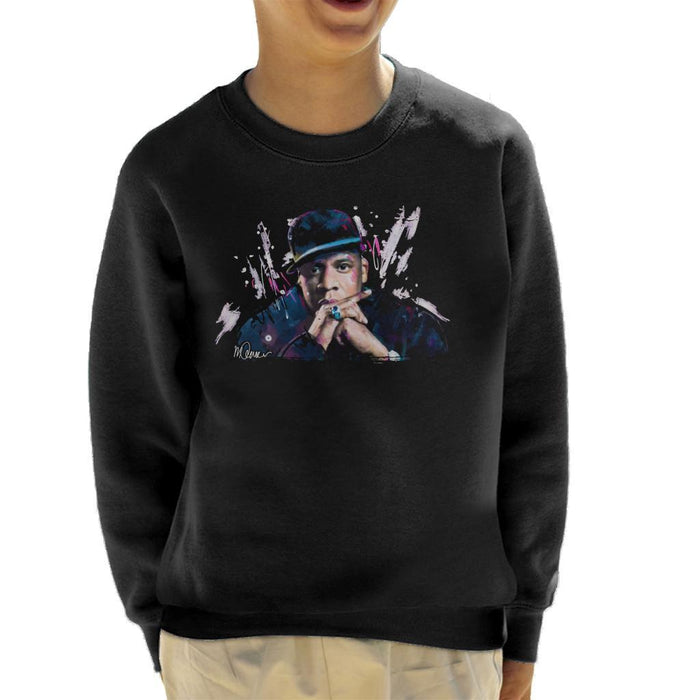 Sidney Maurer Original Portrait Of Jay Z The Black Album Kids Sweatshirt - Kids Boys Sweatshirt