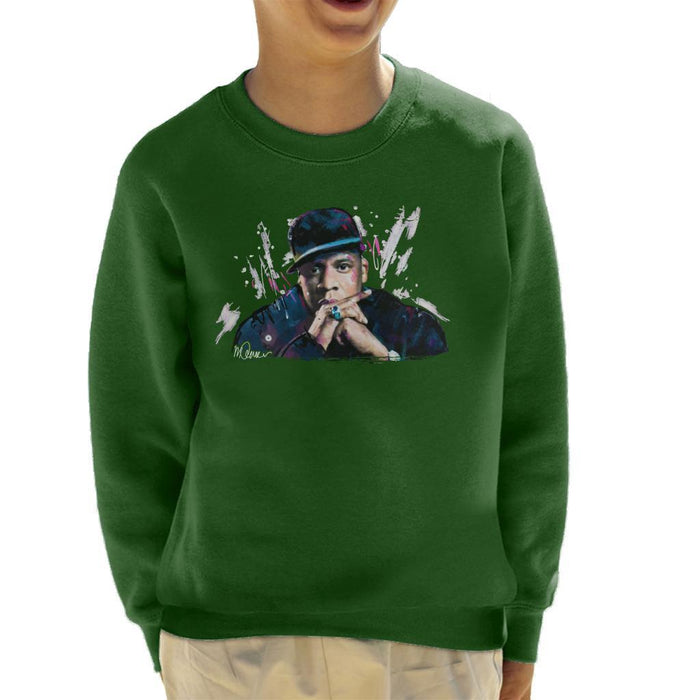 Sidney Maurer Original Portrait Of Jay Z The Black Album Kids Sweatshirt - Kids Boys Sweatshirt