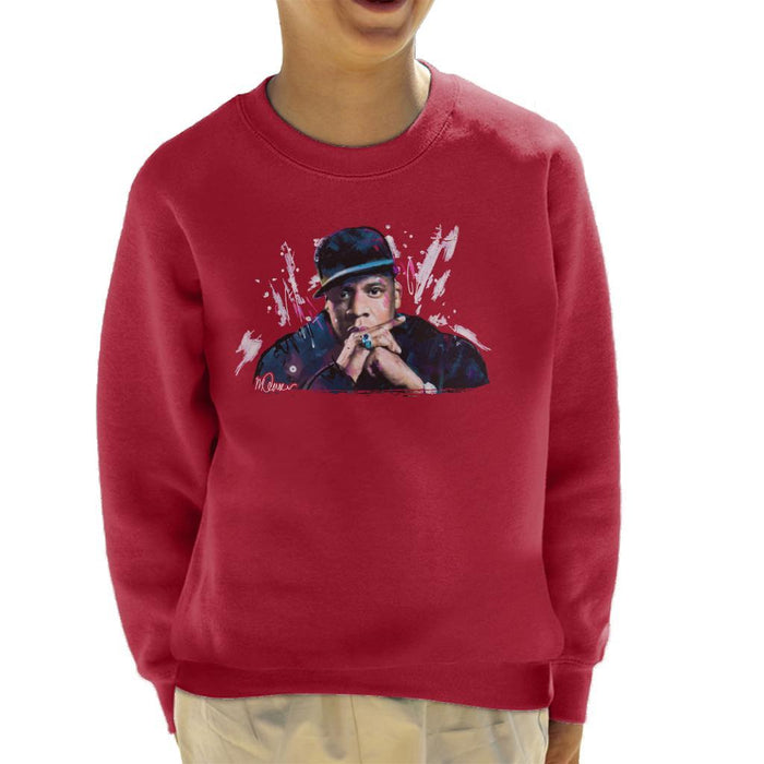 Sidney Maurer Original Portrait Of Jay Z The Black Album Kids Sweatshirt - Kids Boys Sweatshirt