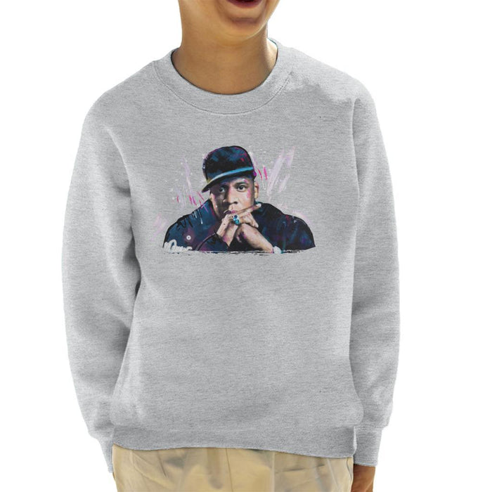 Sidney Maurer Original Portrait Of Jay Z The Black Album Kids Sweatshirt - Kids Boys Sweatshirt