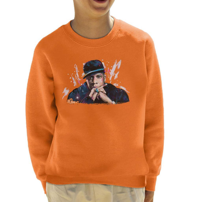 Sidney Maurer Original Portrait Of Jay Z The Black Album Kids Sweatshirt - Kids Boys Sweatshirt