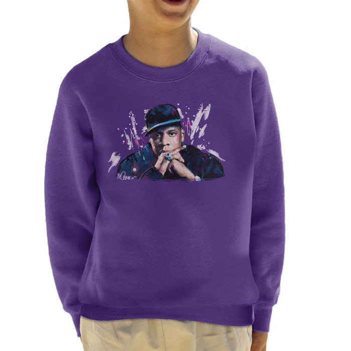 Sidney Maurer Original Portrait Of Jay Z The Black Album Kids Sweatshirt - Kids Boys Sweatshirt