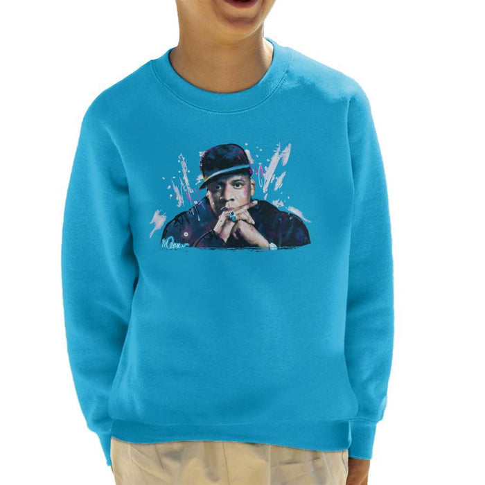 Sidney Maurer Original Portrait Of Jay Z The Black Album Kids Sweatshirt - Kids Boys Sweatshirt