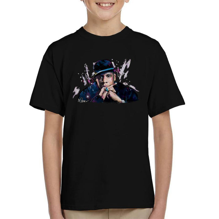 Sidney Maurer Original Portrait Of Jay Z The Black Album Kids T-Shirt - Kids Boys T-Shirt