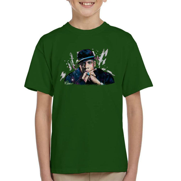 Sidney Maurer Original Portrait Of Jay Z The Black Album Kids T-Shirt - Kids Boys T-Shirt