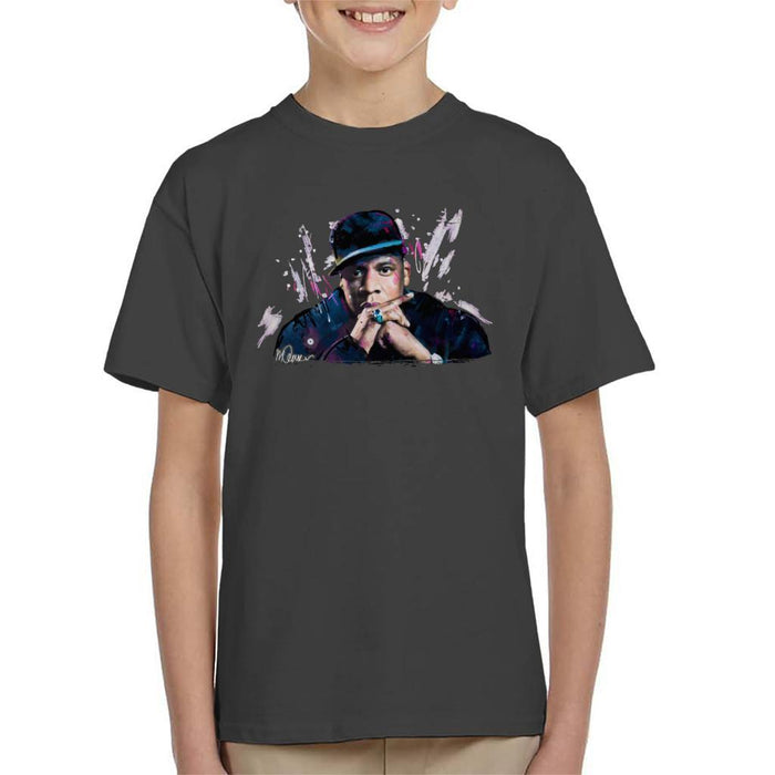Sidney Maurer Original Portrait Of Jay Z The Black Album Kids T-Shirt - Kids Boys T-Shirt