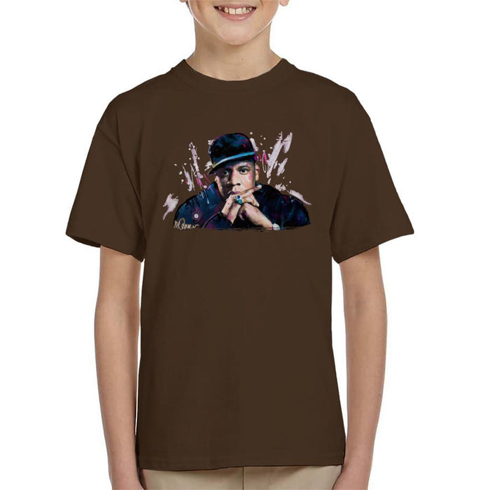 Sidney Maurer Original Portrait Of Jay Z The Black Album Kids T-Shirt - Kids Boys T-Shirt