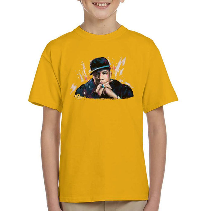 Sidney Maurer Original Portrait Of Jay Z The Black Album Kids T-Shirt - Kids Boys T-Shirt