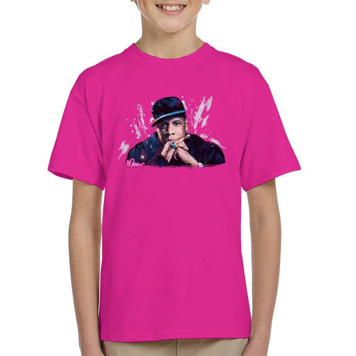 Sidney Maurer Original Portrait Of Jay Z The Black Album Kids T-Shirt - Kids Boys T-Shirt