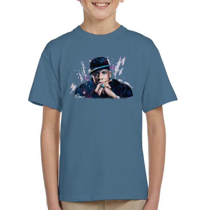 Sidney Maurer Original Portrait Of Jay Z The Black Album Kids T-Shirt - Kids Boys T-Shirt