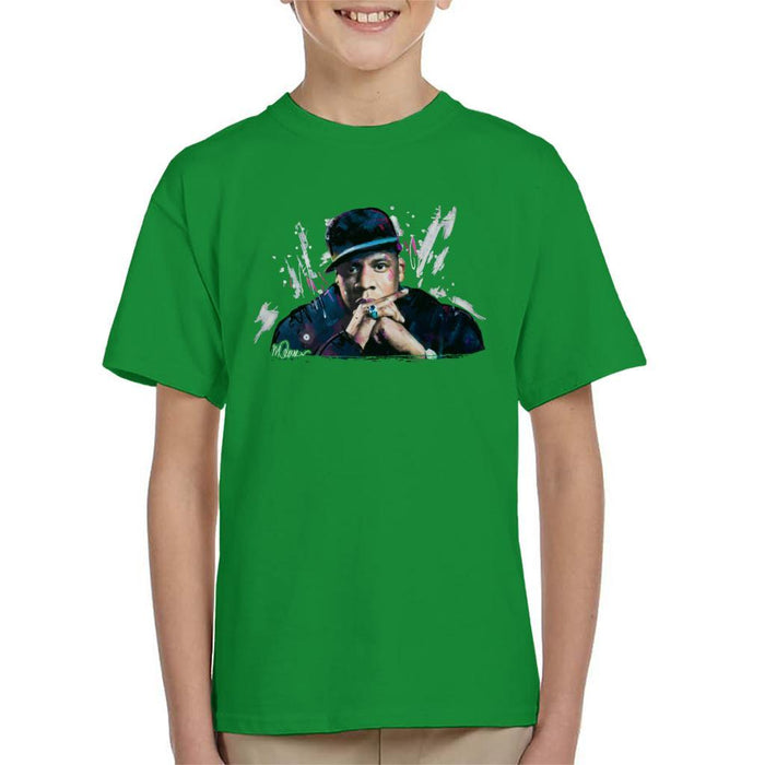 Sidney Maurer Original Portrait Of Jay Z The Black Album Kids T-Shirt - Kids Boys T-Shirt