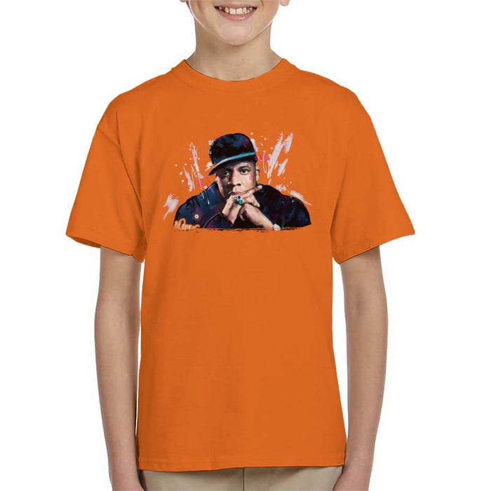 Sidney Maurer Original Portrait Of Jay Z The Black Album Kids T-Shirt - Kids Boys T-Shirt
