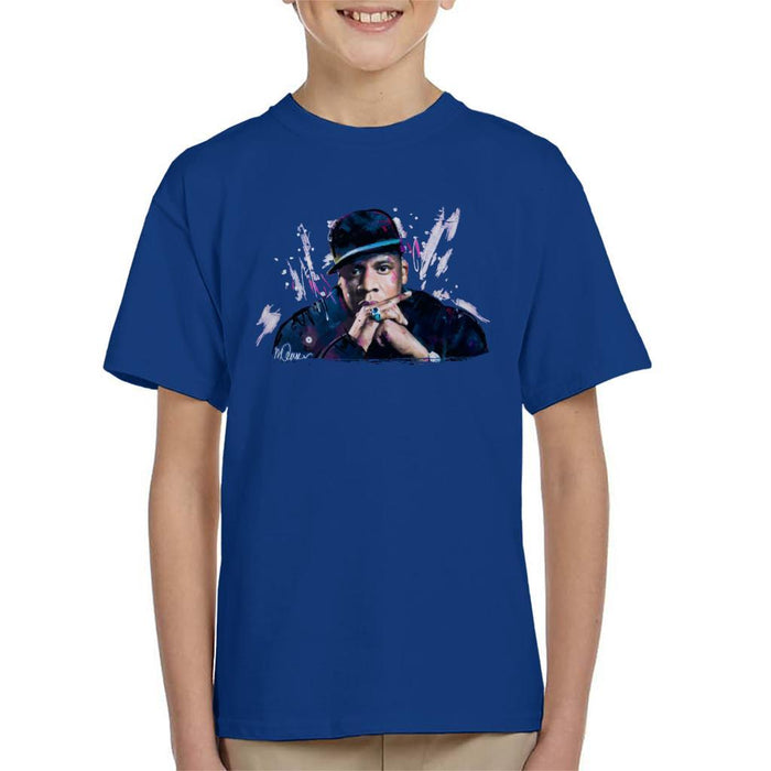 Sidney Maurer Original Portrait Of Jay Z The Black Album Kids T-Shirt - Kids Boys T-Shirt